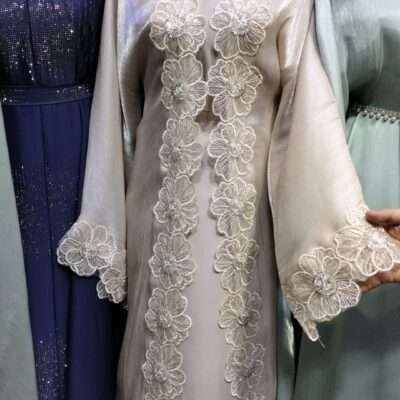 Organza Big Flower Lace Shrug Abaya