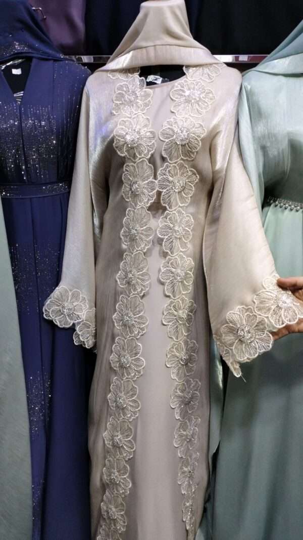Organza Big Flower Lace Shrug Abaya