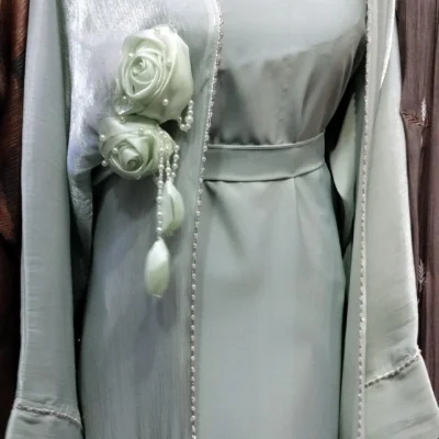 Pearl Latkan Flower Shrug Abaya