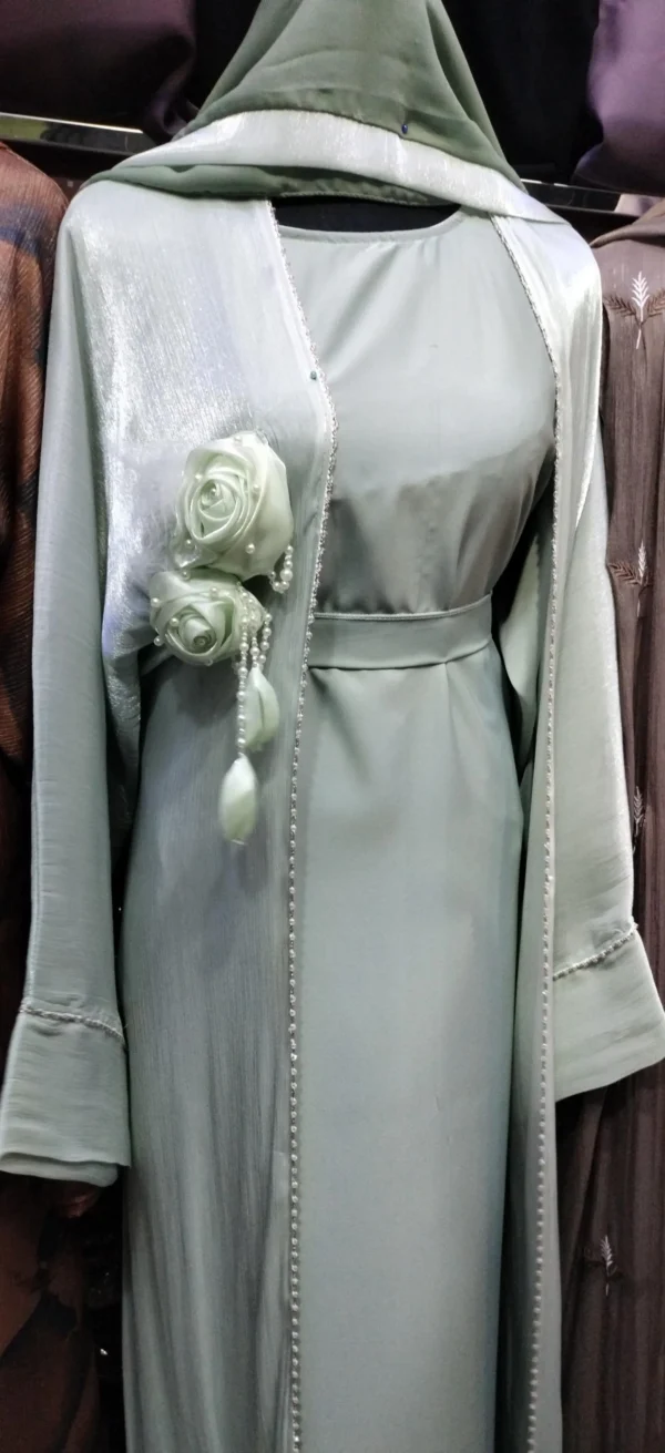Pearl Latkan Flower Shrug Abaya