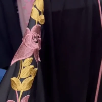 Pink Golden Embroidery Abaya