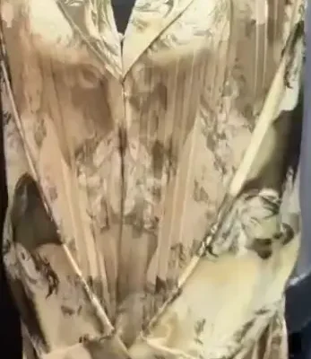 Pleated Coat Printed Abaya