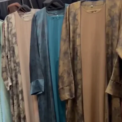 Satin Printed Shrug Abaya New