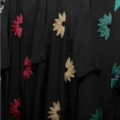 Semi Organza Flower Abaya