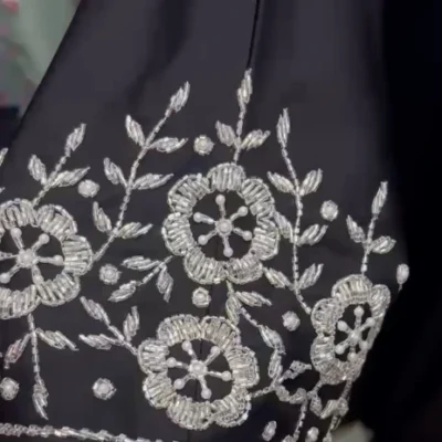 White Beaded Handwork Abaya