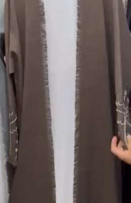 Linen Beaded Shrug Abaya