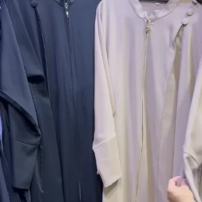 Button Frill Zip Abaya