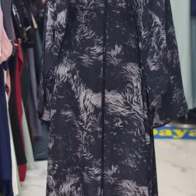Classy Printed Beaded Lace Abaya