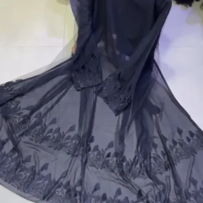 Double Chiffon Diamond Work Jacket Abaya