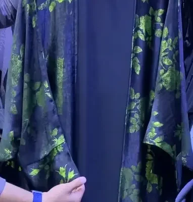 Green Flower Print Shrug Abaya