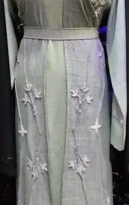 Linen Beaded Work Shrug Abaya