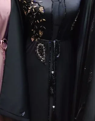 Multi Beaded Heavy Flower Designer Abaya
