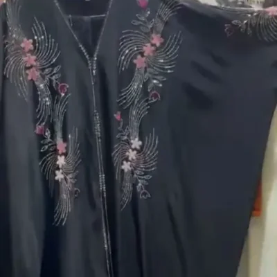 Star Velvet Patch Diamond Kaftan Abaya