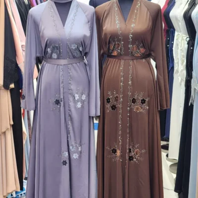Velvet Flower Bunches Frok Abaya