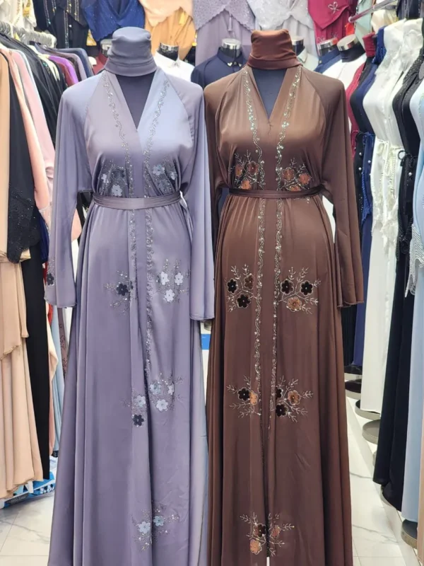 Velvet Flower Bunches Frok Abaya