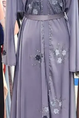 Velvet Flower Bunches Frok Abaya