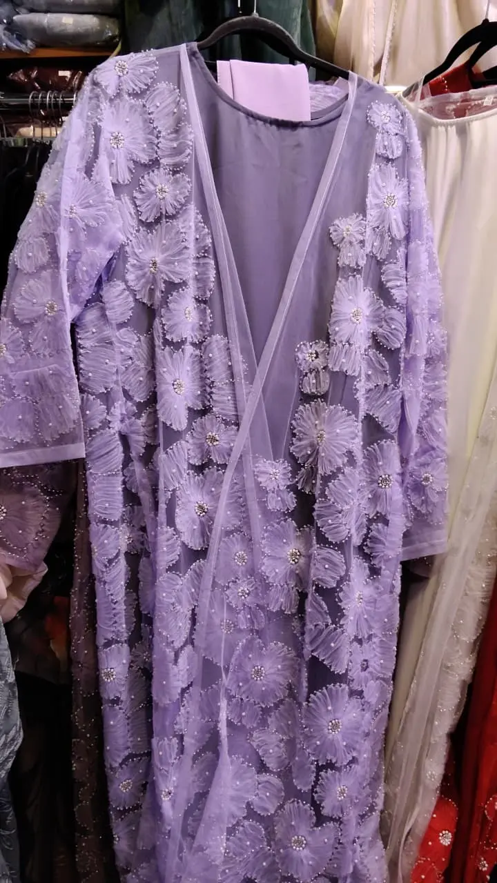 Luxurious Flower Printed Shrug Abaya - Image 2