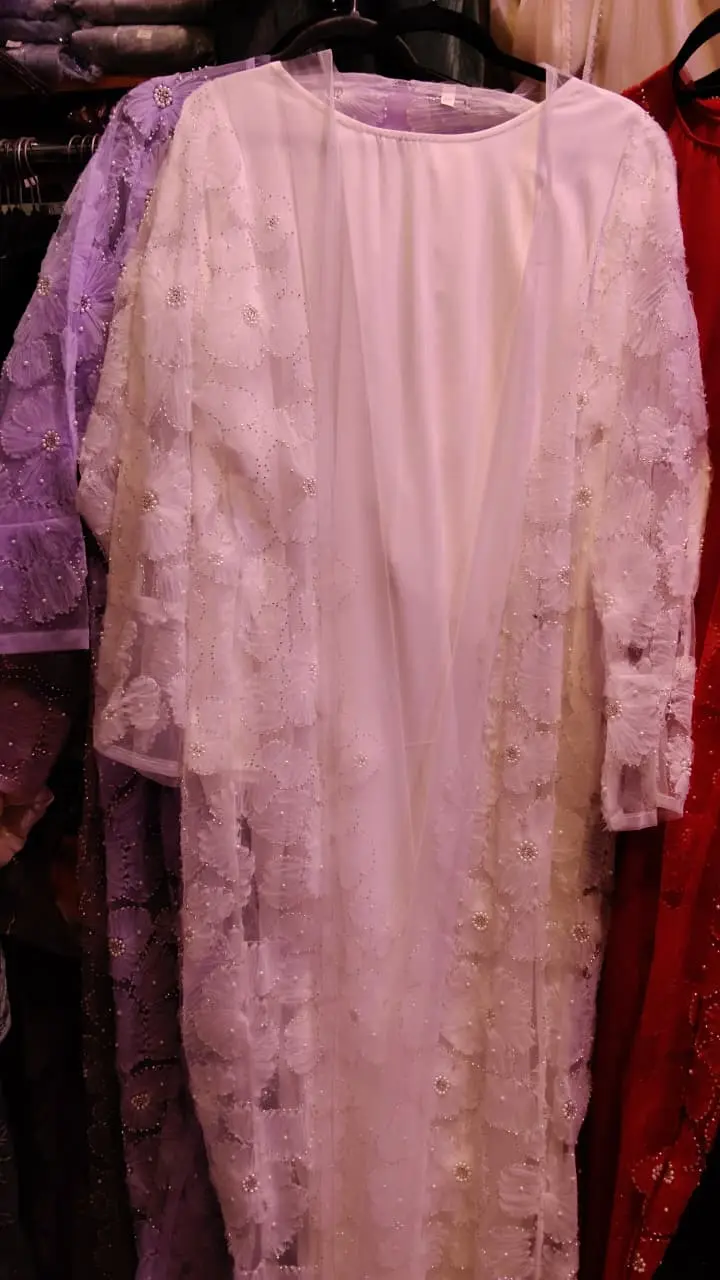 Luxurious Flower Printed Shrug Abaya - Image 3