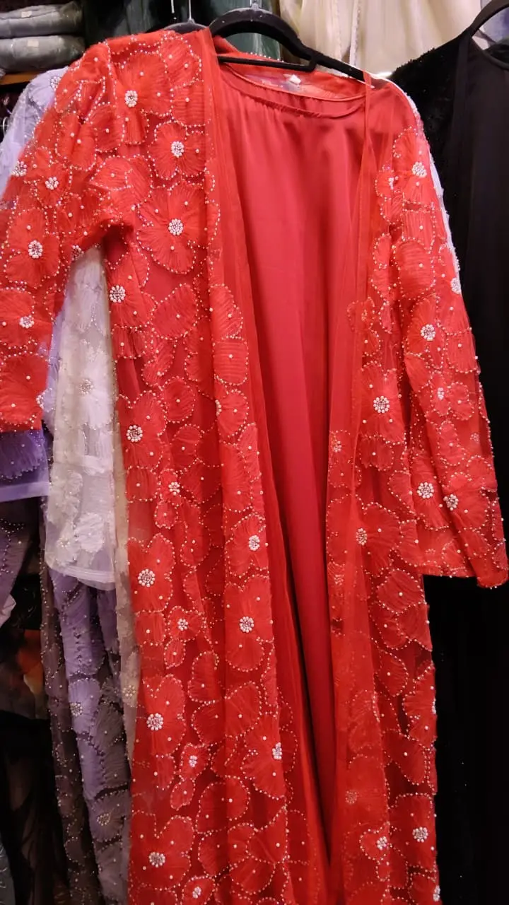 Luxurious Flower Printed Shrug Abaya - Image 4