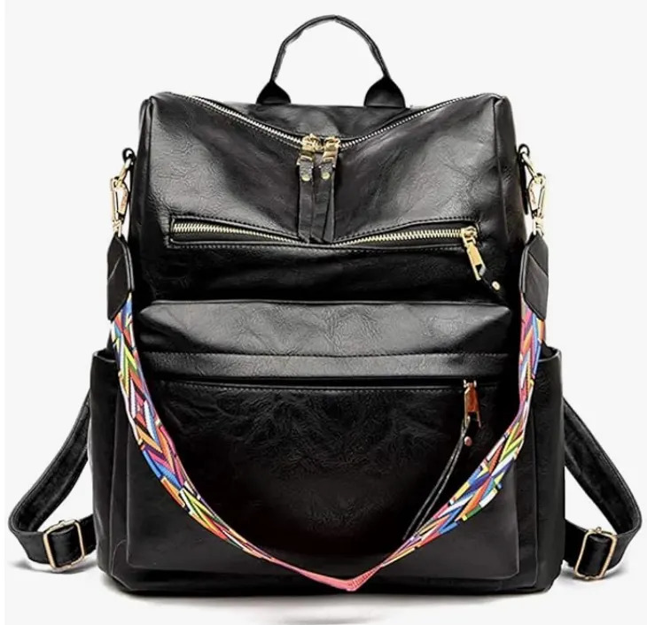 Stylish Suede Leather Anti Theft Women's Fashion Backpack - Image 5