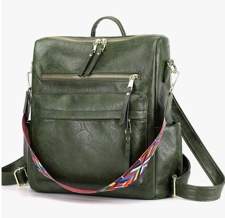 Stylish Suede Leather Anti Theft Women's Fashion Backpack - Image 3