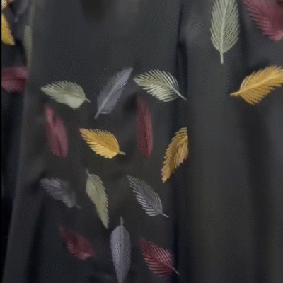 Colorful Leaf Embroidery Abaya