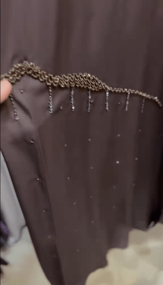 Decent Brown Handwork Abaya - Image 2