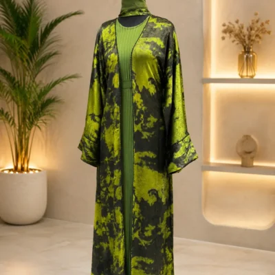 Green Double Shaded Patch Shrug Abaya
