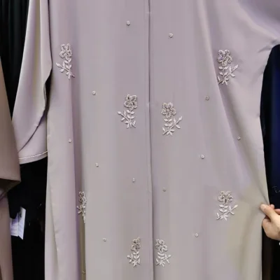 Beige Flower Handwork Abaya
