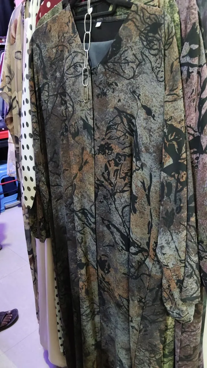 Dubai Double Chiffon Printed Abaya Designs 04 - Image 4