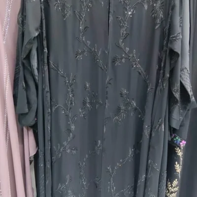 Chiffon Embroidery Diamond Work Shrug Abayas