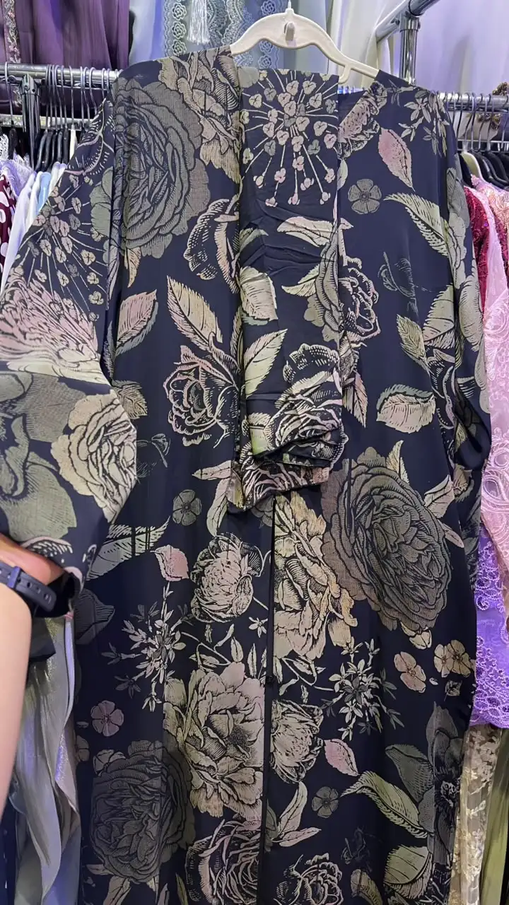 Dubai Double Chiffon Printed Abaya Designs 03 - Image 4