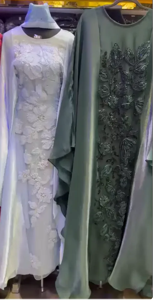 Front Heavy Organza Handwork Farasha Abaya - Image 2