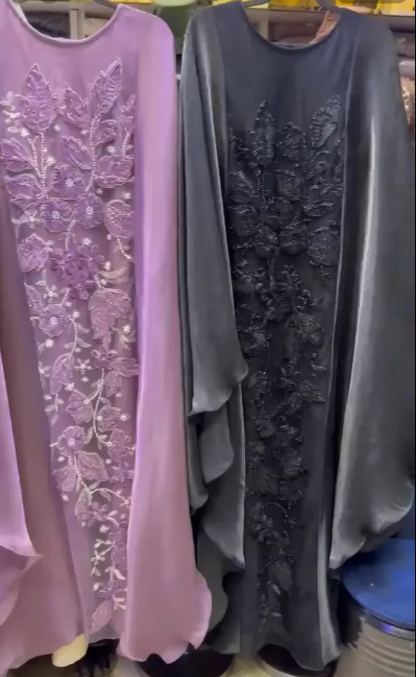 Front Heavy Organza Handwork Farasha Abaya - Image 3