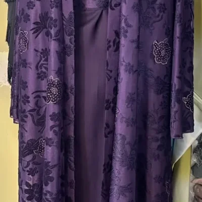 Purple Fabric Work Shrug Abaya