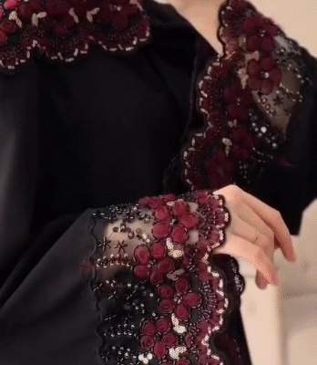 Elegant Lace Work Abaya