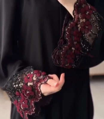 Elegant Lace Work Abaya