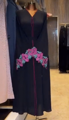 Royal Pink Flower Lace Abaya