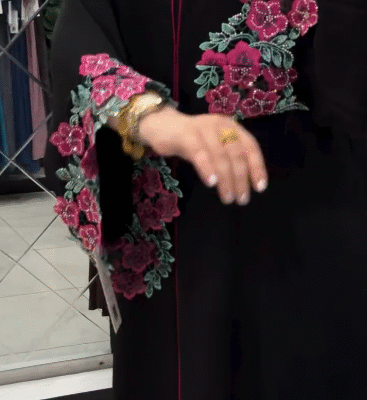Royal Pink Flower Lace Abaya