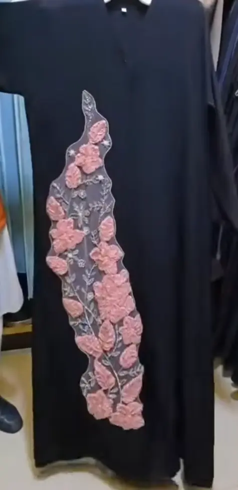 Laser Cut Flower Designer Abaya - Image 3