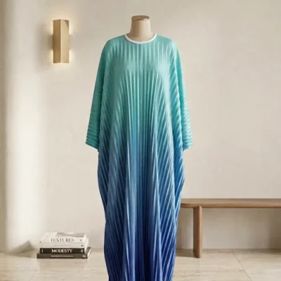 Ombre Pleated Free Style Shrug Abaya