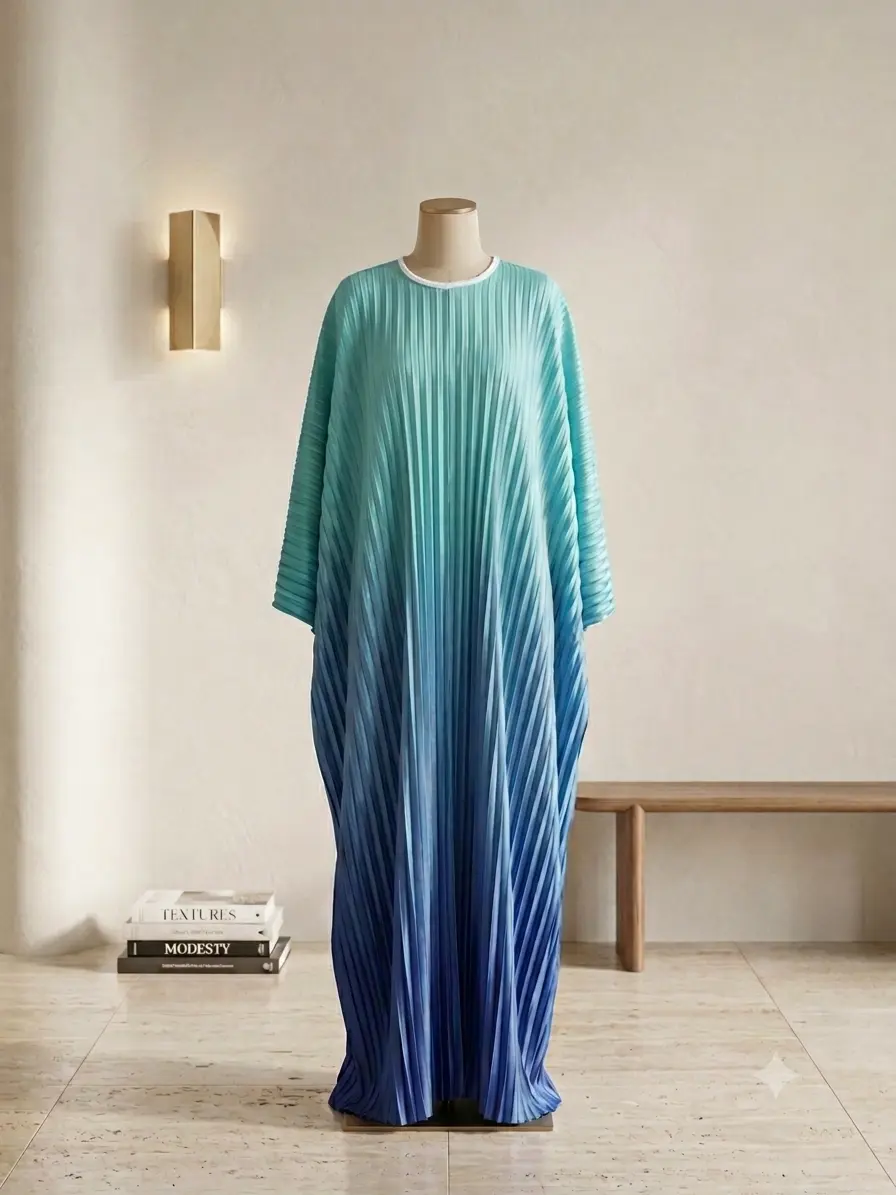 Ombre Pleated Free Style Shrug Abaya