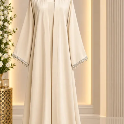 Plain Shrug Sleeves Lace Abaya