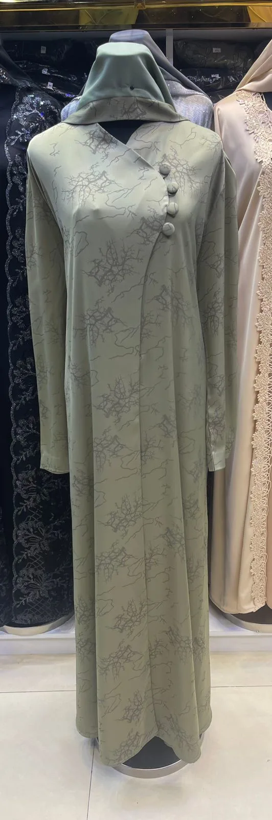 Printed Korean Cut Designer Abaya - Image 2