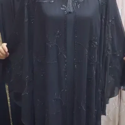 Embellish Leaf Embroidery  Eagle Cape Abaya