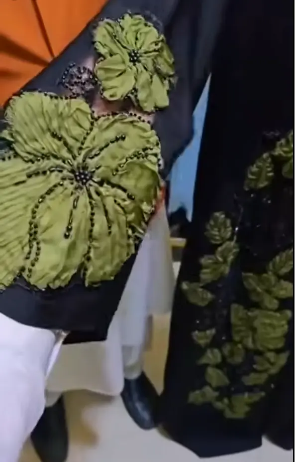 Laser Cut Flower Designer Abaya - Image 4